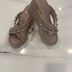 Valentino Rockstud Espadrille Wedge Sandals